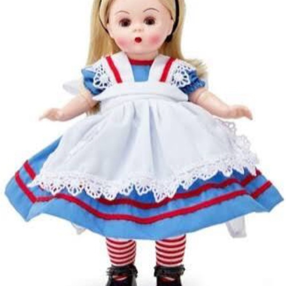 Madame Alexander Alice in Wonderland Blue and White Doll with Red Accents